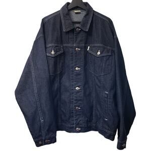 VINTAGE DELF USA 100% Cotton Blue Denim Jacket Hip Hop Streetwear Men's Size 3XL